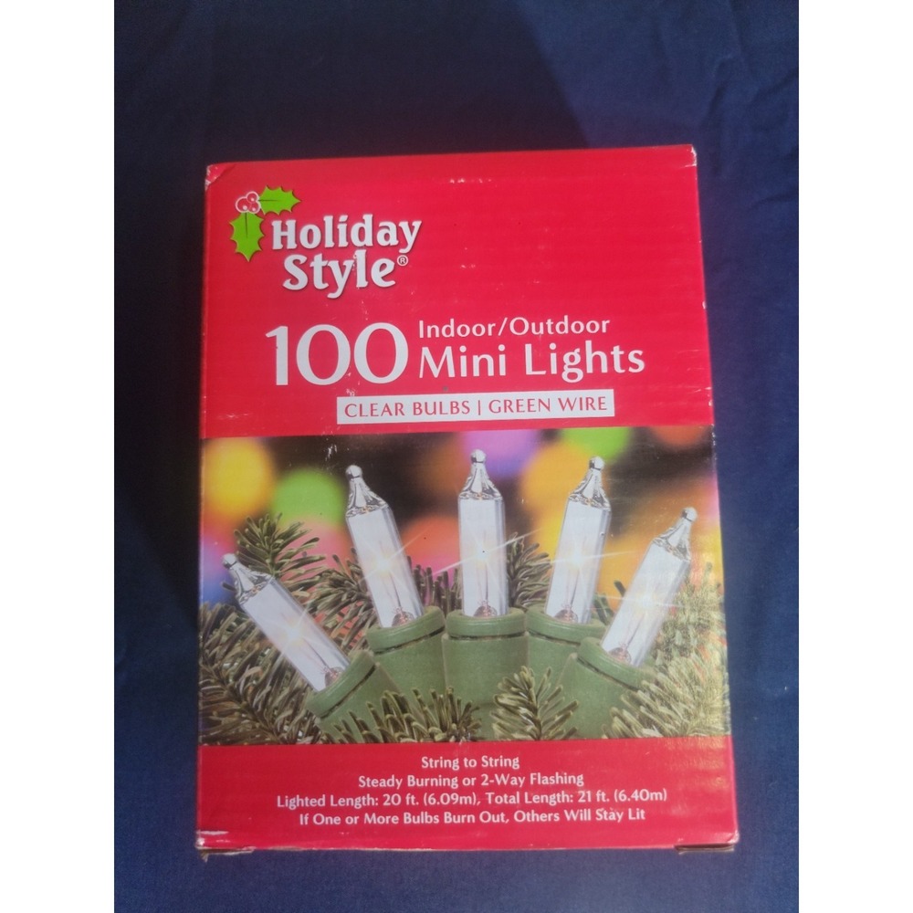 Holiday‎ Style 100 Clear Mini Christmas Lights Green Wire Indoor Outdoor 20 Ft